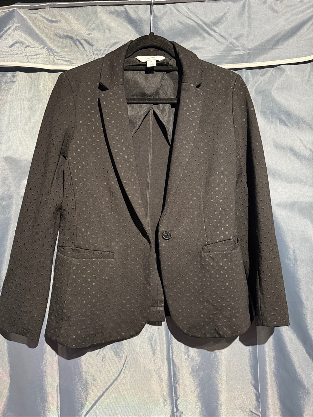 Old Navy Black Single-Button Dot-Texture Blazer